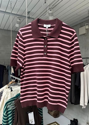 Aduna polo knit Stripe Bordeaux Boii Studios 
